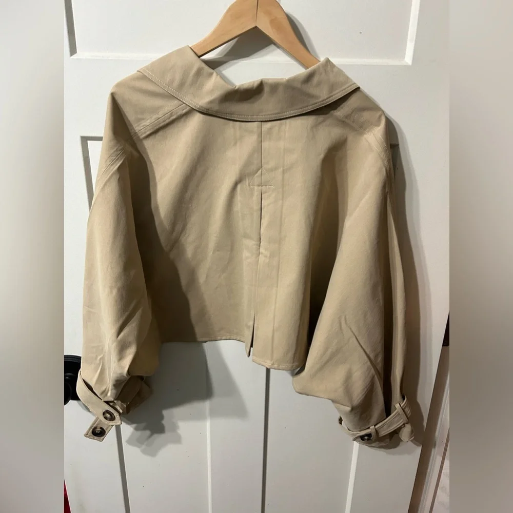 Anthropologie House Of Harlow Cropped Trench Coat Womens One Size Tan - Picture 4 of 5